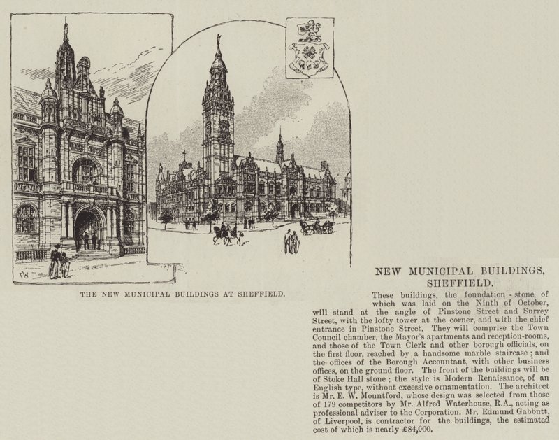 De nye kommunale bygningene i Sheffield av Frank Watkins