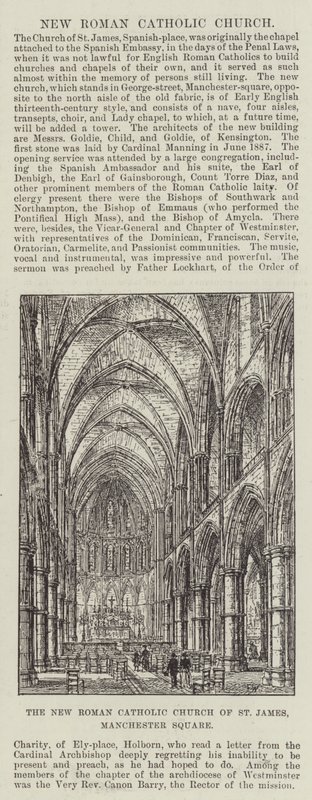 Den nye romersk-katolske kirken St James, Manchester Square av Frank Watkins