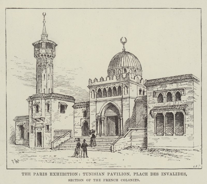 Paris-utstillingen, den tunisiske paviljongen, Place des Invalides, delen av de franske koloniene av Frank Watkins
