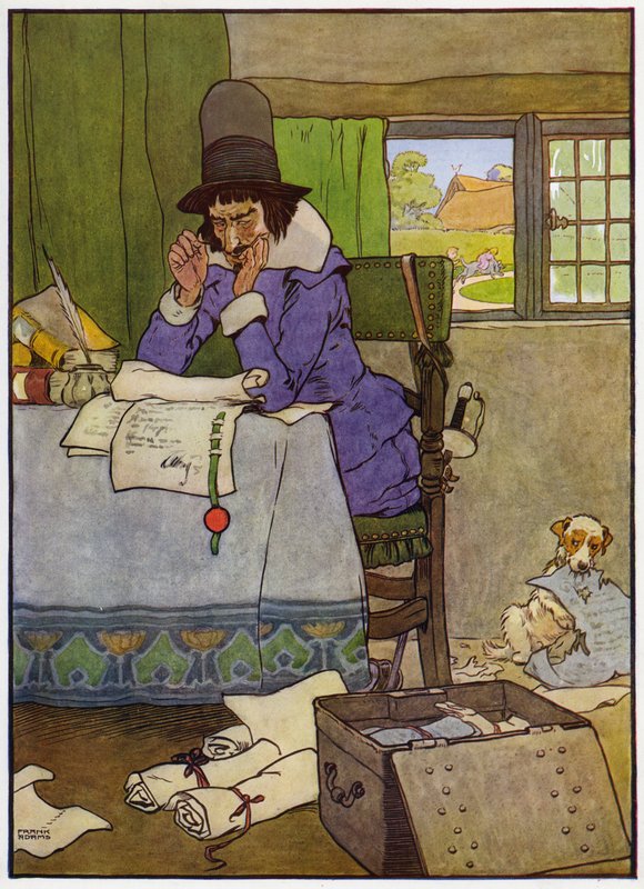 Illustrasjon for Babes in the Wood (farge litho) av Frank Adams