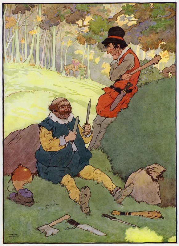 Illustrasjon for Babes in the Wood (farge litho) av Frank Adams