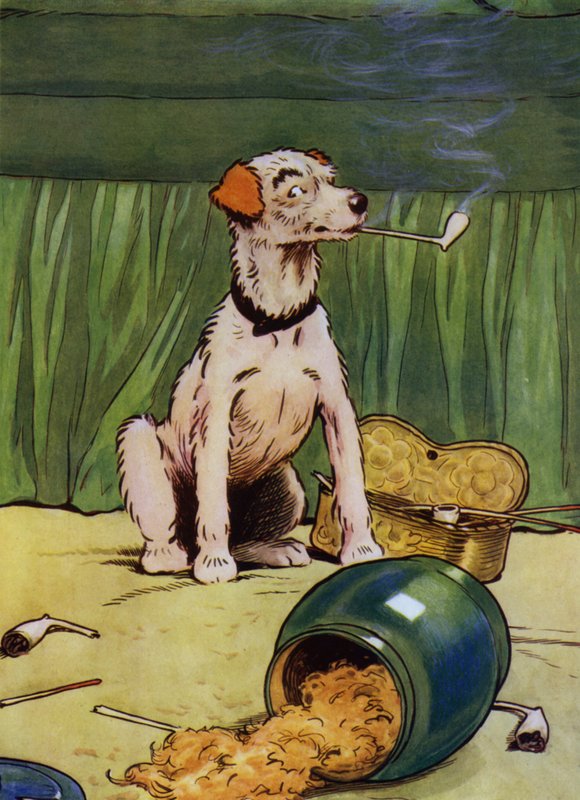 Illustrasjon for Old Mother Hubbard (farge litho) av Frank Adams