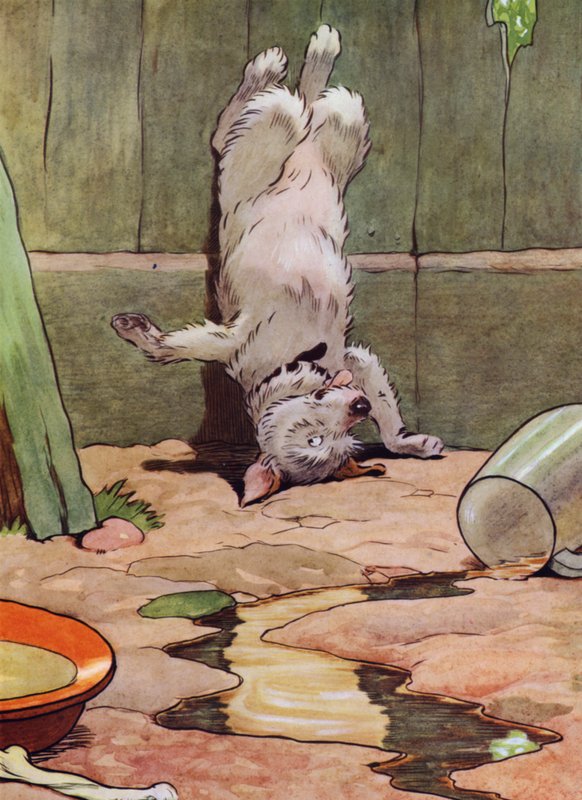 Illustrasjon for Old Mother Hubbard (farge litho) av Frank Adams