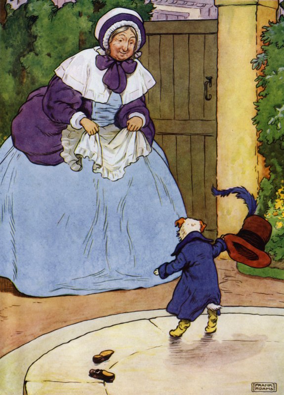 Illustrasjon for Old Mother Hubbard (farge litho) av Frank Adams