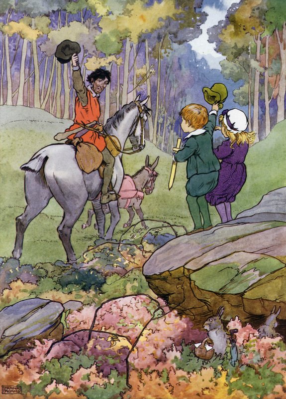 Illustrasjon for Babes in the Wood (farge litho) av Frank Adams