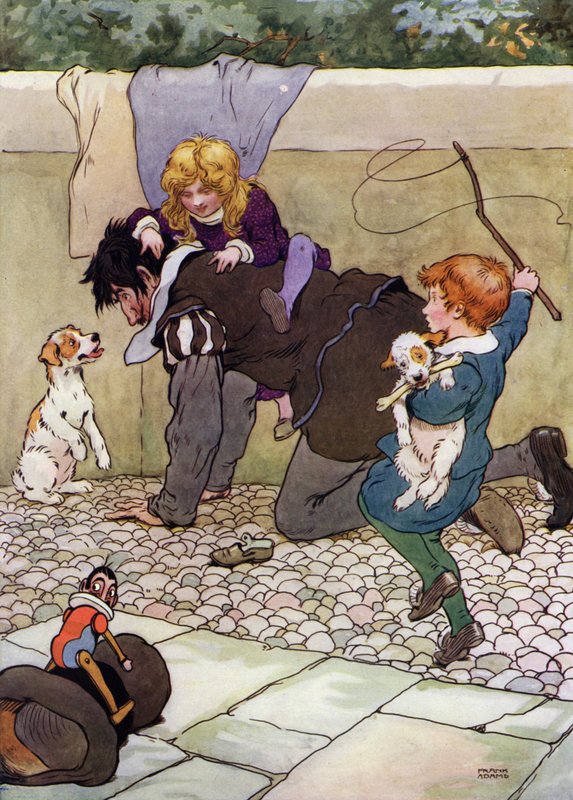 Illustrasjon for Babes in the Wood (farge litho) av Frank Adams