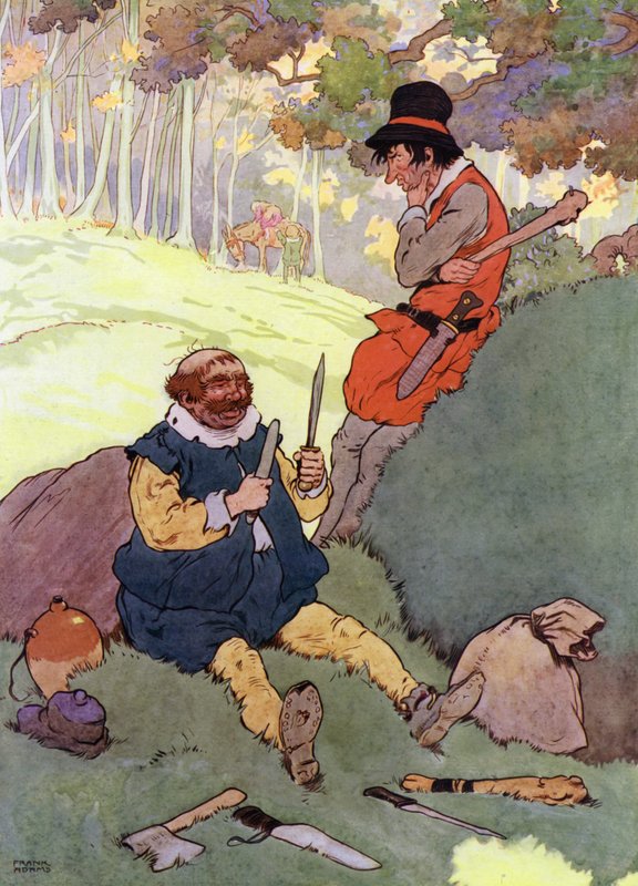 Illustrasjon for The Babes in the Wood (farge litho) av Frank Adams