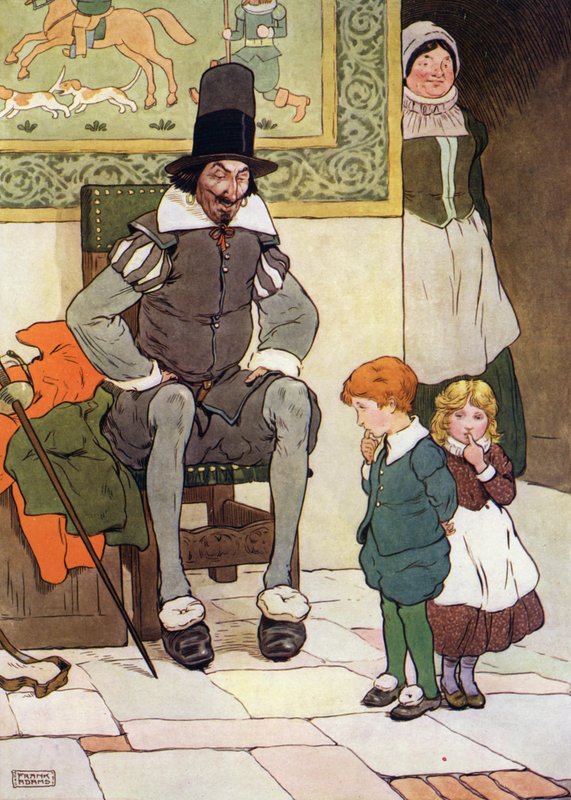 Illustrasjon for Babes in the Wood (farge litho) av Frank Adams