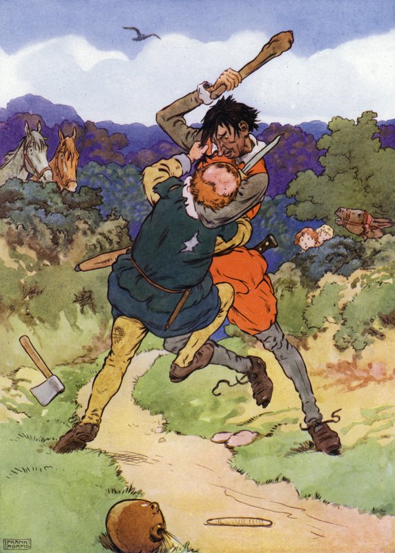 Illustrasjon for Babes in the Wood (farge litho) av Frank Adams