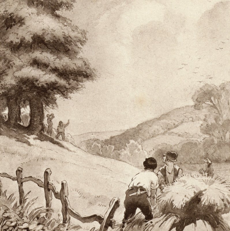 Illustrasjon for The Scholar-Gipsy av Matthew Arnold (farge litho) av Frank Adams