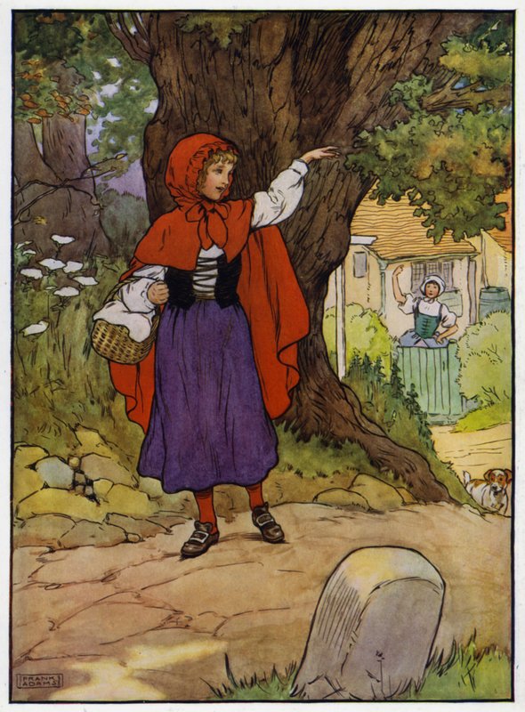 Rødhette (farge litho) av Frank Adams