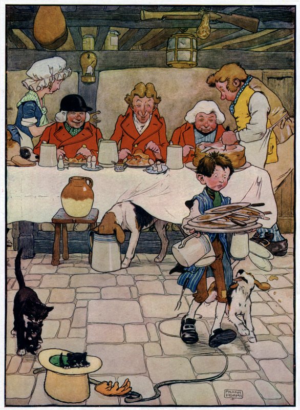 Three Jolly Huntsmen (farge litho) av Frank Adams