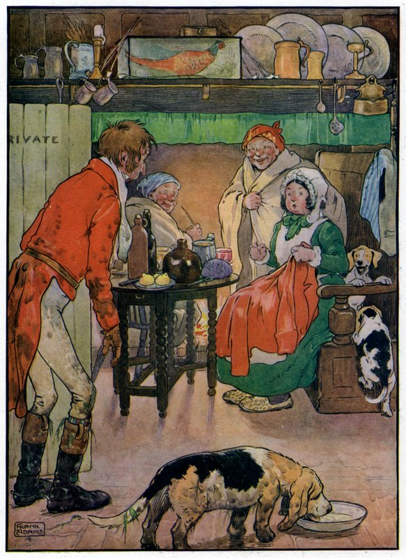 Three Jolly Huntsmen (farge litho) av Frank Adams