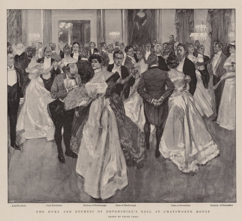 Hertugen og hertuginnen av Devonshires ball på Chatsworth House av Frank Craig