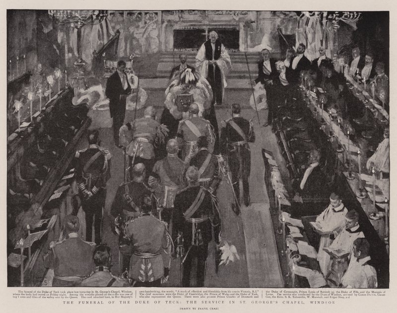 Begravelsen til hertugen av Teck, gudstjenesten i St George's Chapel Windsor av Frank Craig