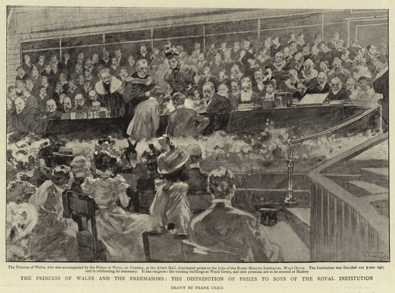 Prinsessen av Wales og frimurerne, utdeling av priser til gutter fra Royal Institution av Frank Craig