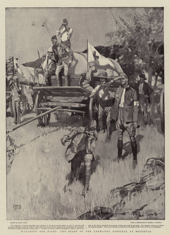 Ser på kampen, ansatte ved Yeomanry Hospital på Roodeval av Frank Craig