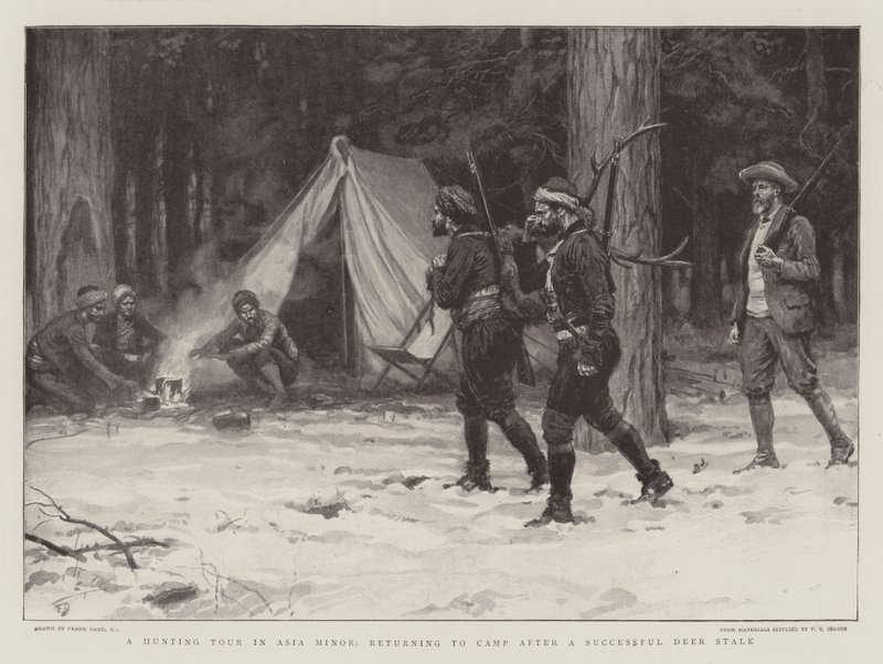 En jakttur i Lilleasia, tilbake til leiren etter en vellykket hjortestilk av Frank Dadd