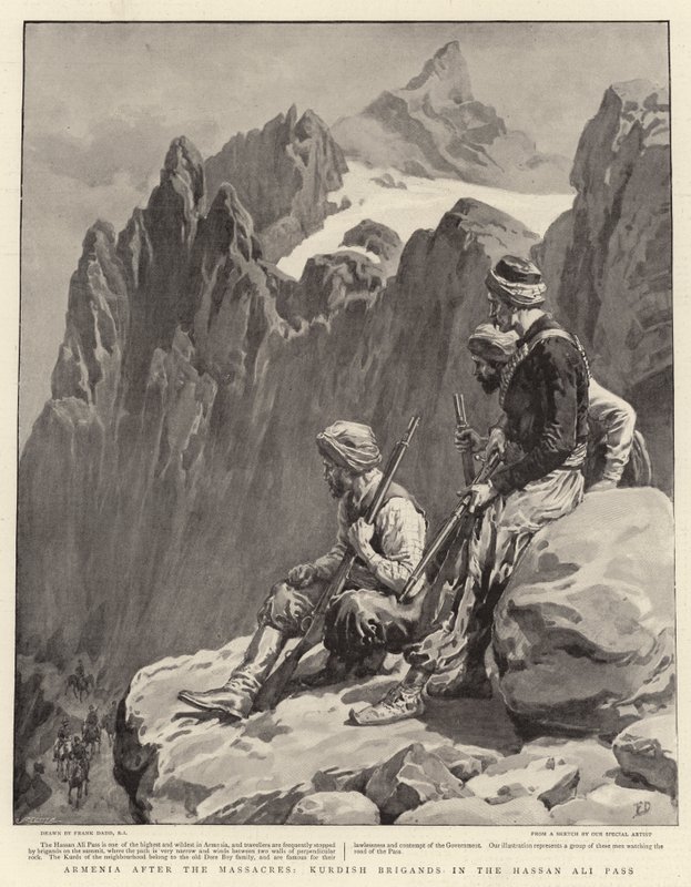 Armenia etter massakrene, kurdiske brigander i Hassan Ali-passet av Frank Dadd