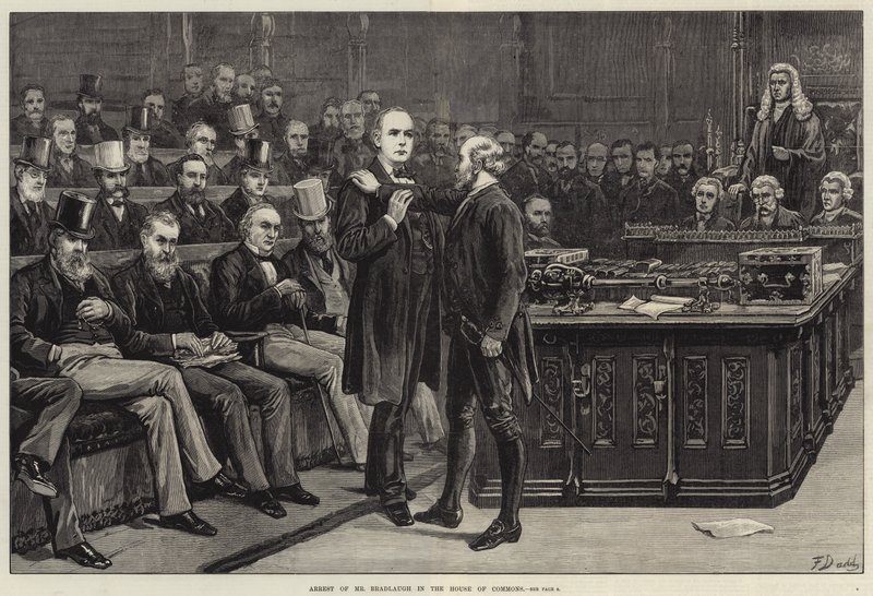 Arrestasjon av Bradlaugh i Underhuset av Frank Dadd