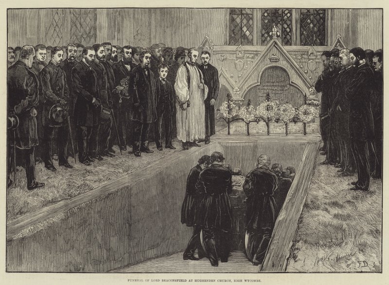 Begravelse av Lord Beaconsfield i Hughenden Church, High Wycombe av Frank Dadd