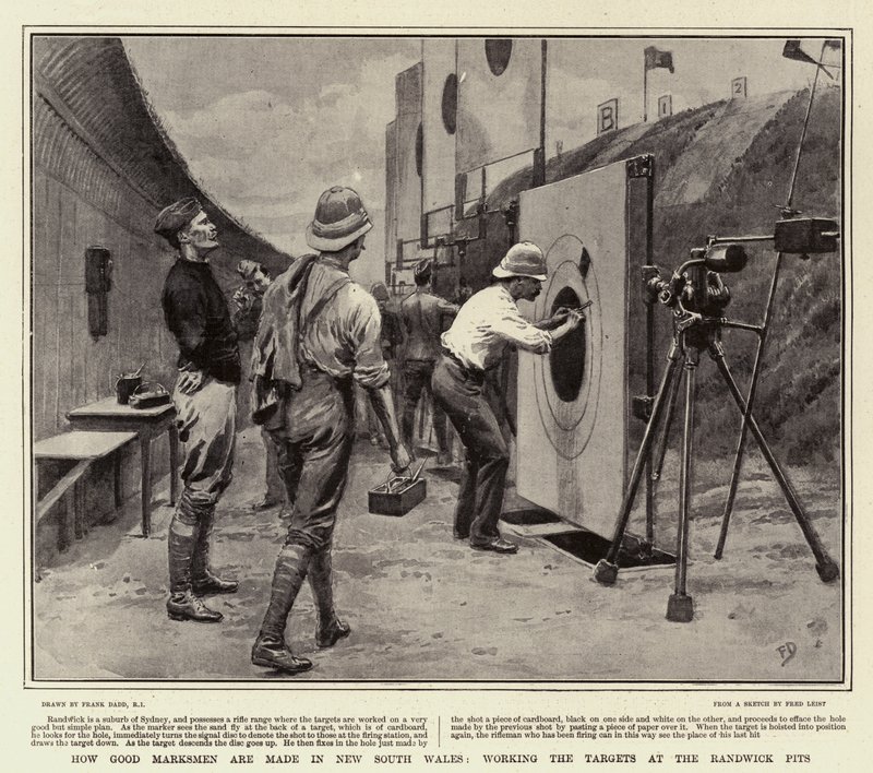 Hvor gode skyttere lages i New South Wales, jobber med målene ved Randwick Pits av Frank Dadd