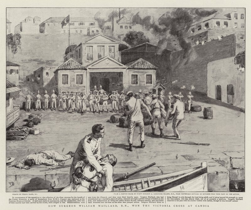 Hvordan kirurg William Maillard, RN, vant Victoria Cross på Candia av Frank Dadd