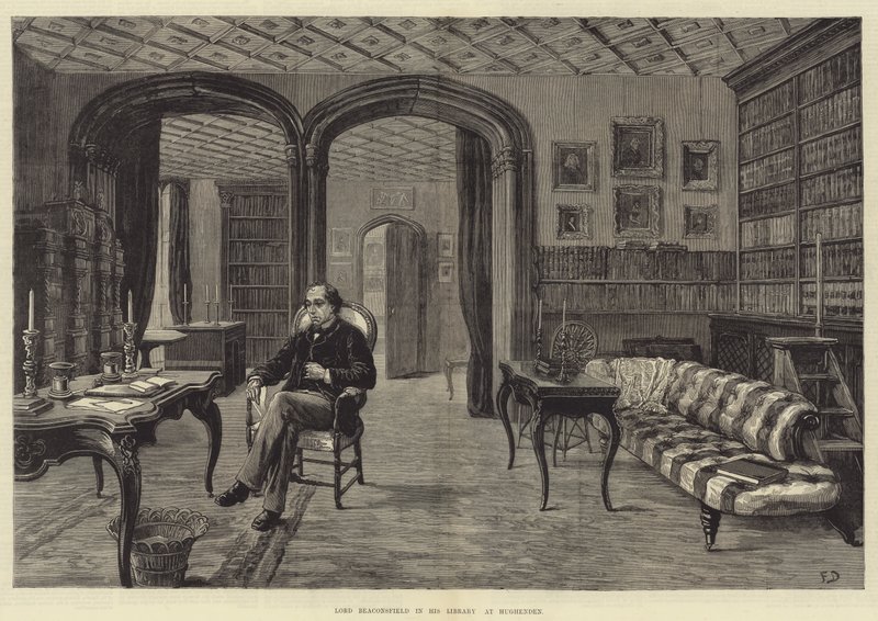 Lord Beaconsfield i biblioteket hans på Hughenden av Frank Dadd