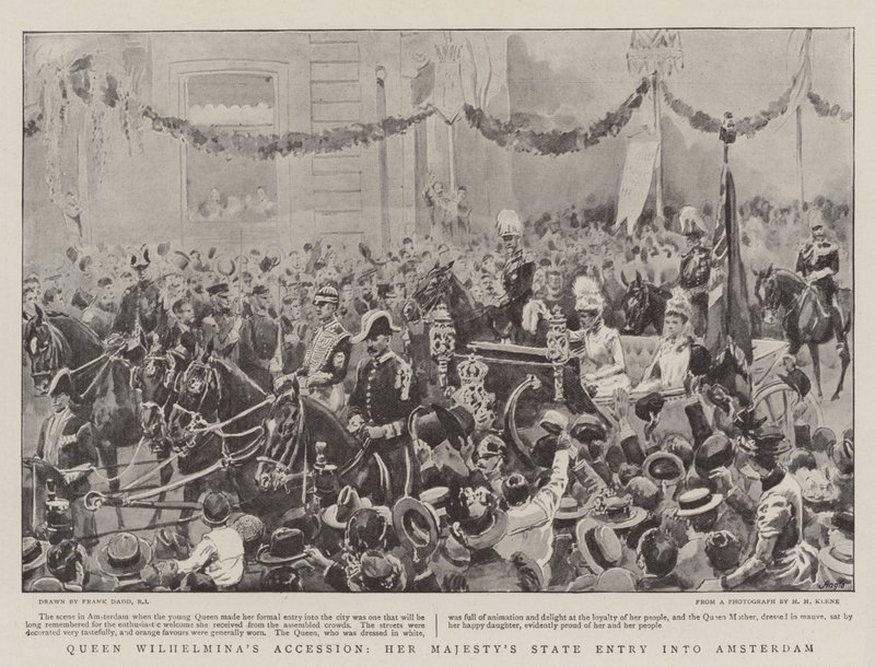 Dronning Wilhelminas tiltredelse, Hennes Majestets statsinntreden i Amsterdam av Frank Dadd