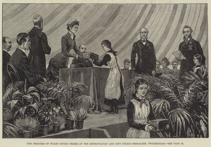Prinsessen av Wales gir priser ved Metropolitan and City Police Orphanage, Twickenham av Frank Dadd