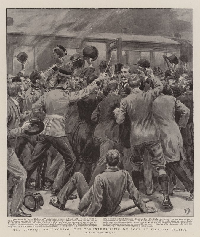 Sirdarens hjemkomst, den for entusiastiske velkommen på Victoria Station av Frank Dadd