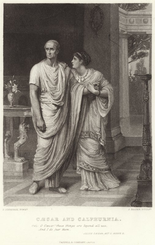Cæsar og Calpurnia, Julius Cæsar, akt II, Scene II av Frank Dicksee
