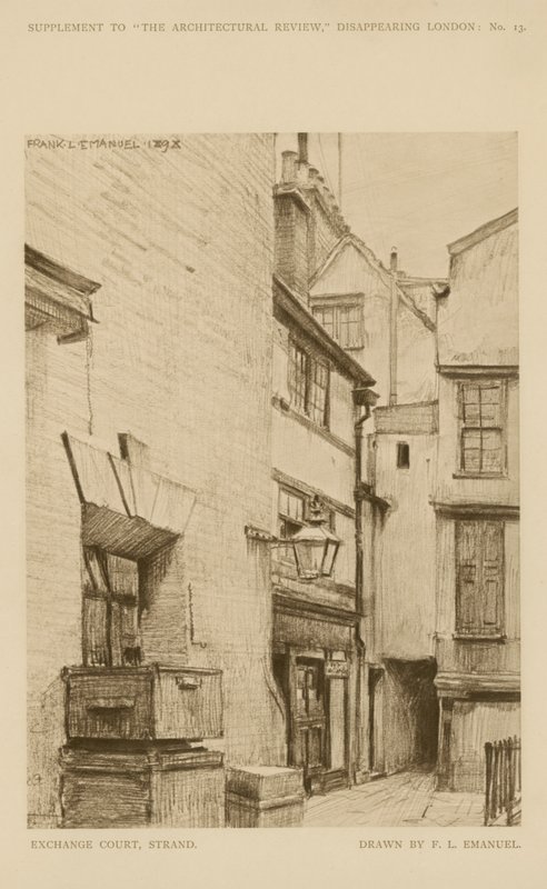 Exchange Court on the Strand (gravering) av Frank Lewis Emanuel