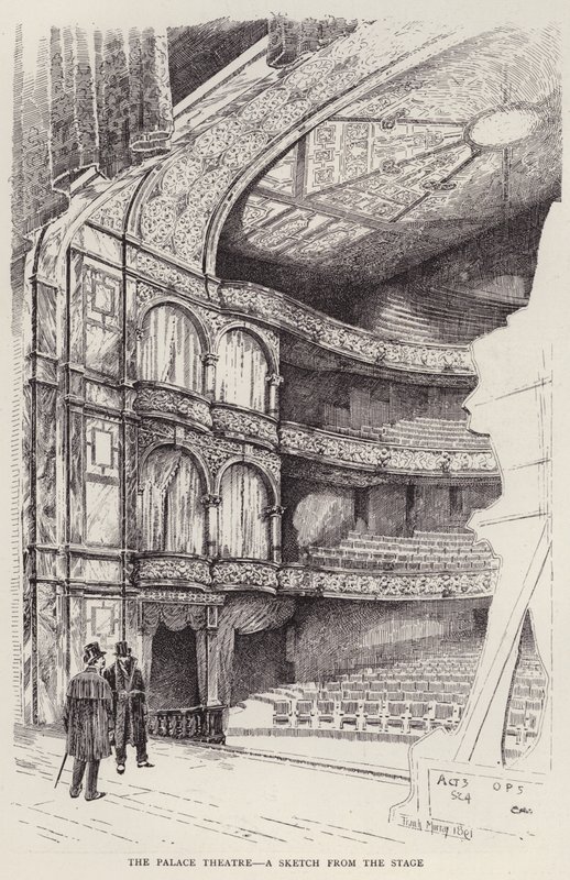 Interiør av Palace Theatre, London (litho) av Frank Murray