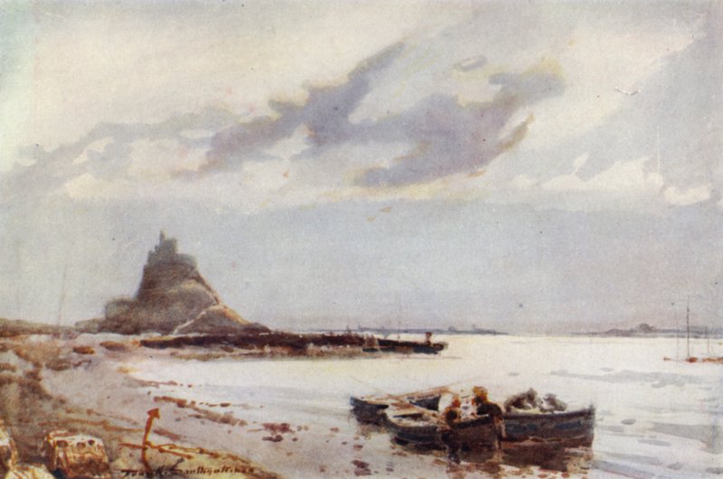 Holy Island (farge litho) av Frank Southgate