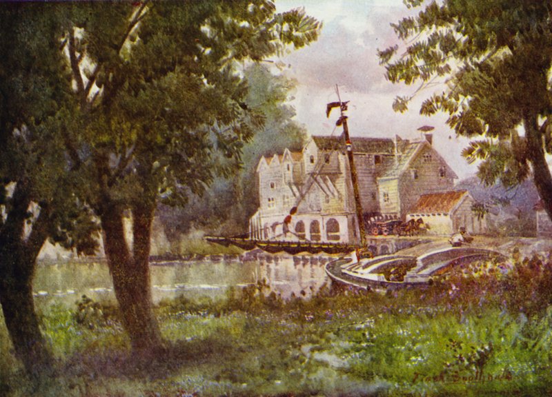 Norfolk Broads: Horstead Mill (farge litho) av Frank Southgate