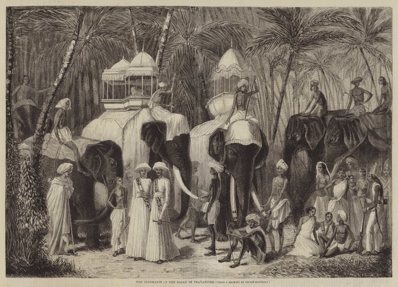Elefantene til Rajah of Travancore av Frank Vizetelly