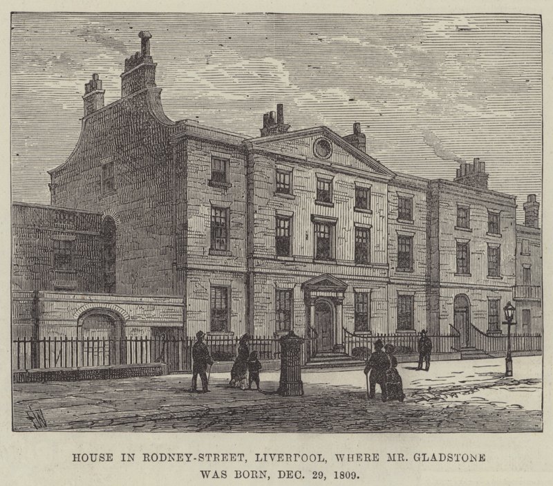 Hus i Rodney-Street, Liverpool, hvor Mr Gladstone ble født, 29. desember 1809 av Frank Watkins