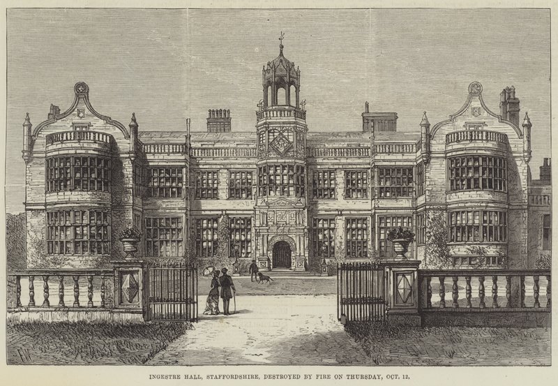 Ingestre Hall, Staffordshire, ødelagt av brann torsdag 12. oktober av Frank Watkins