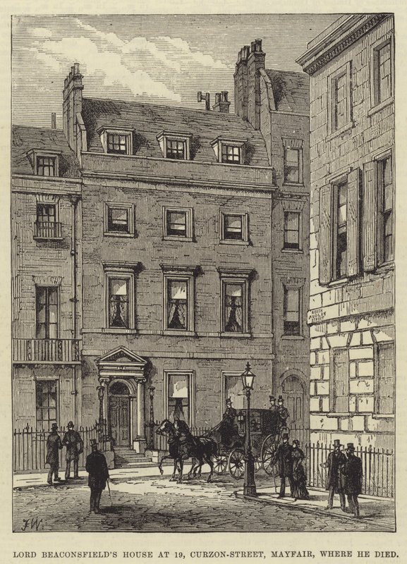 Lord Beaconsfield House på 19, Curzon-Street, Mayfair, hvor han døde av Frank Watkins