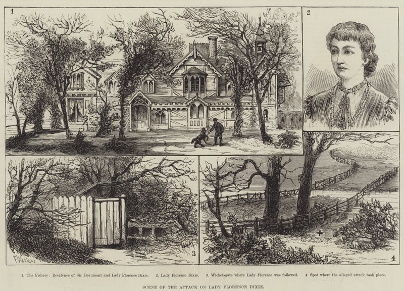 Scene for angrepet på Lady Florence Dixie av Frank Watkins