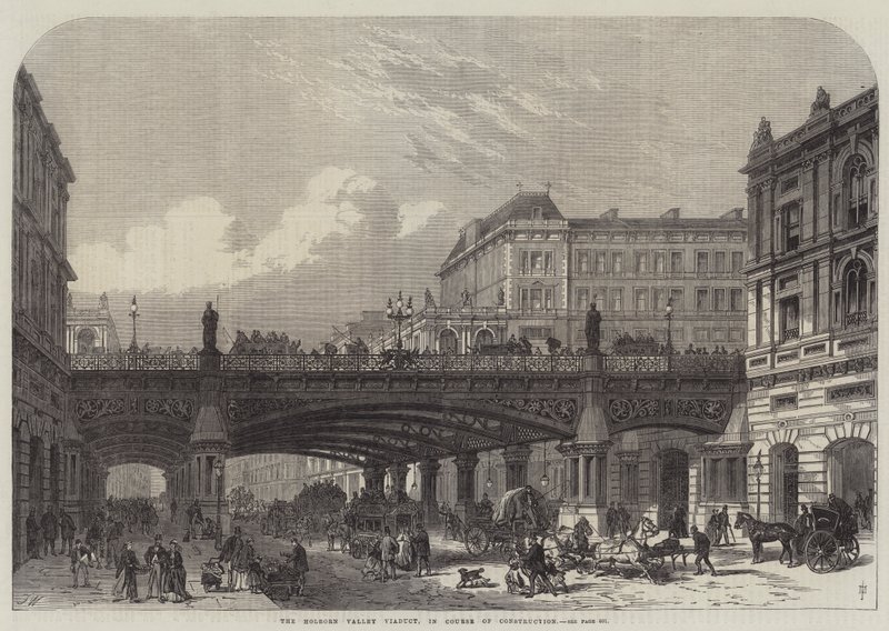Holborn Valley Viaduct, under konstruksjon av Frank Watkins