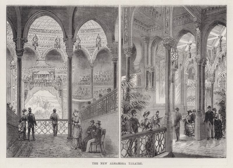 The New Alhambra Theatre (gravering) av Frank Watkins