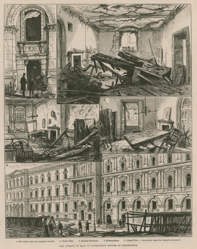 Forsøket på å sprenge regjeringskontorer i Westminster (gravering) av Frank Watkins