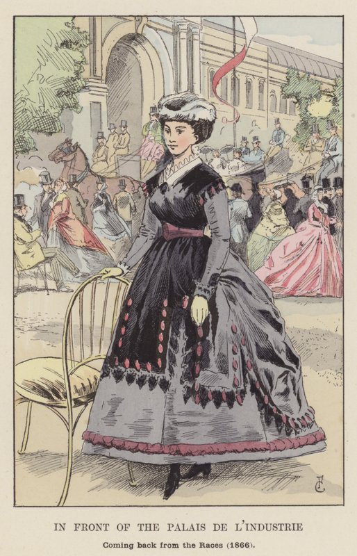 Foran Palais de lIndustrie, kommer tilbake fra Races, 1866 av François Courboin