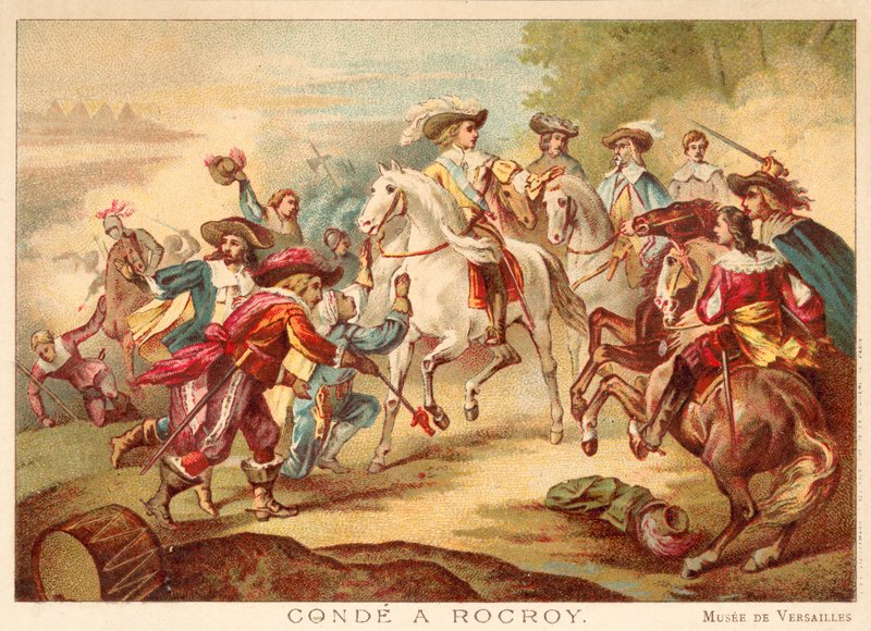 The Grand Conde i slaget ved Rocroi, 1643 (chromolitho) av François Joseph Heim