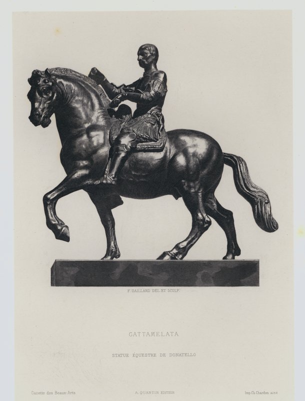Rytterfigur i bronse av den italienske renessansen condottiero Gattamelata, av Donatello av Frans Gaillard