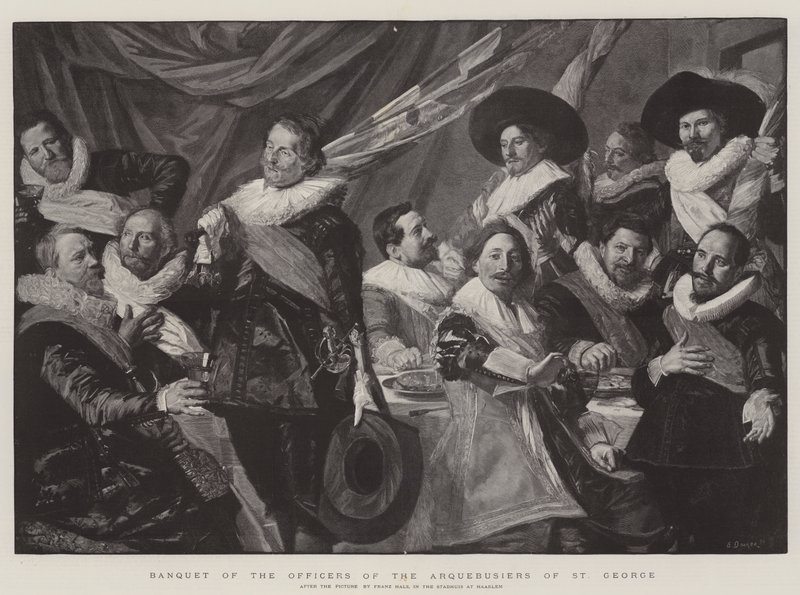Bankett for offiserene til Arquebusiers of St George av Frans Hals