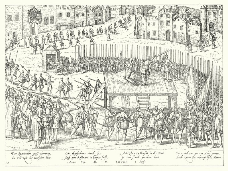Henrettelse av grevene Egmont og Horn i Brussel, 1568 av Franz Hogenberg