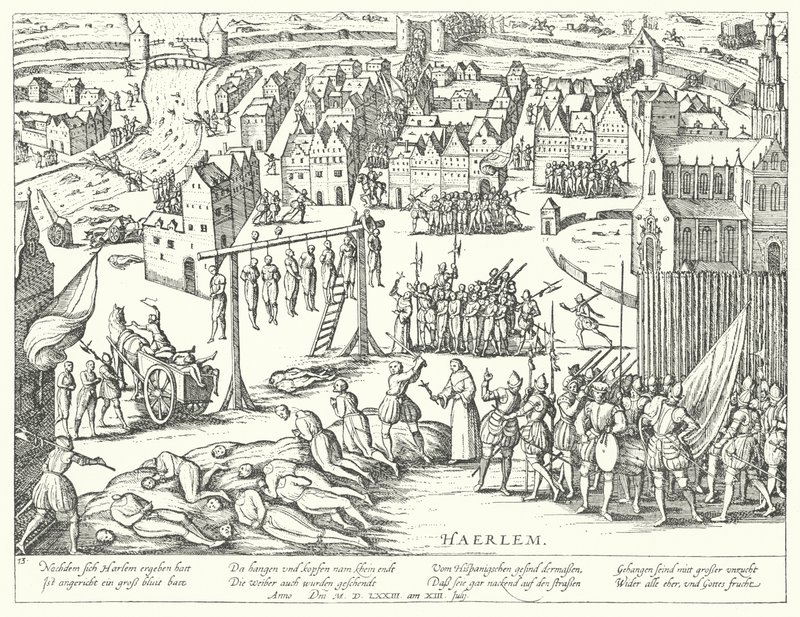 Massehenrettelser utført av spanjolene i Haarlem, Nederland, 1573 av Franz Hogenberg